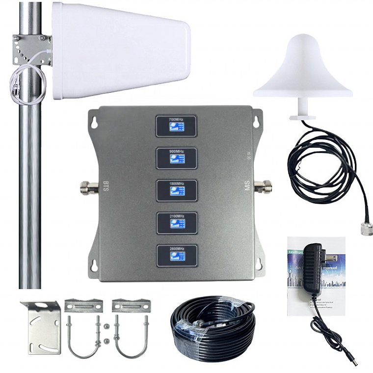 mobile signal booster amplifier 3g 4g B20 800 900 1800 2100 2600mhz 5 band cell phone signal repeater booster